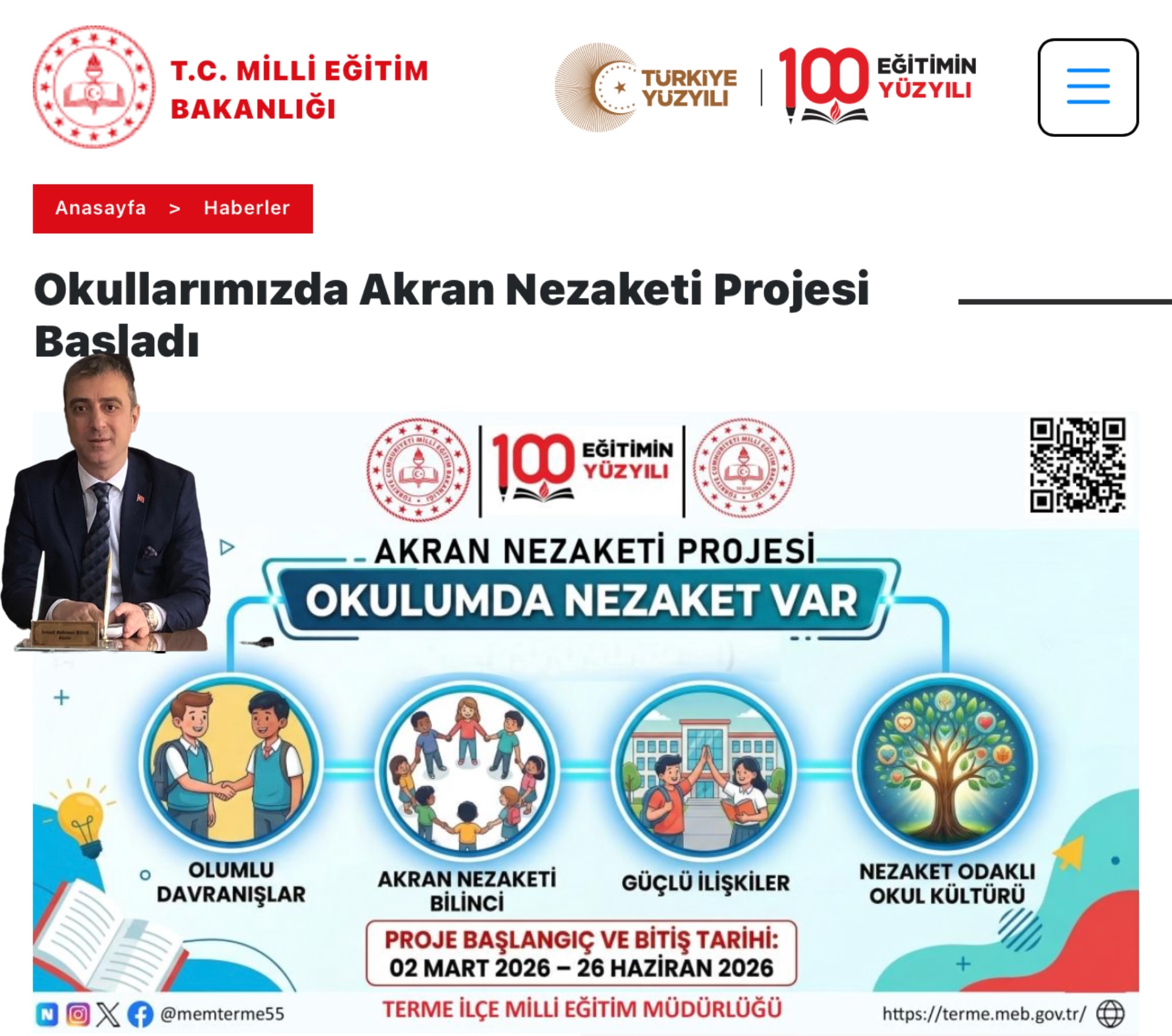 TERME’DE EĞİTİMDE NEZAKET ODAKLI YENİ PROJE BAŞLATILDI